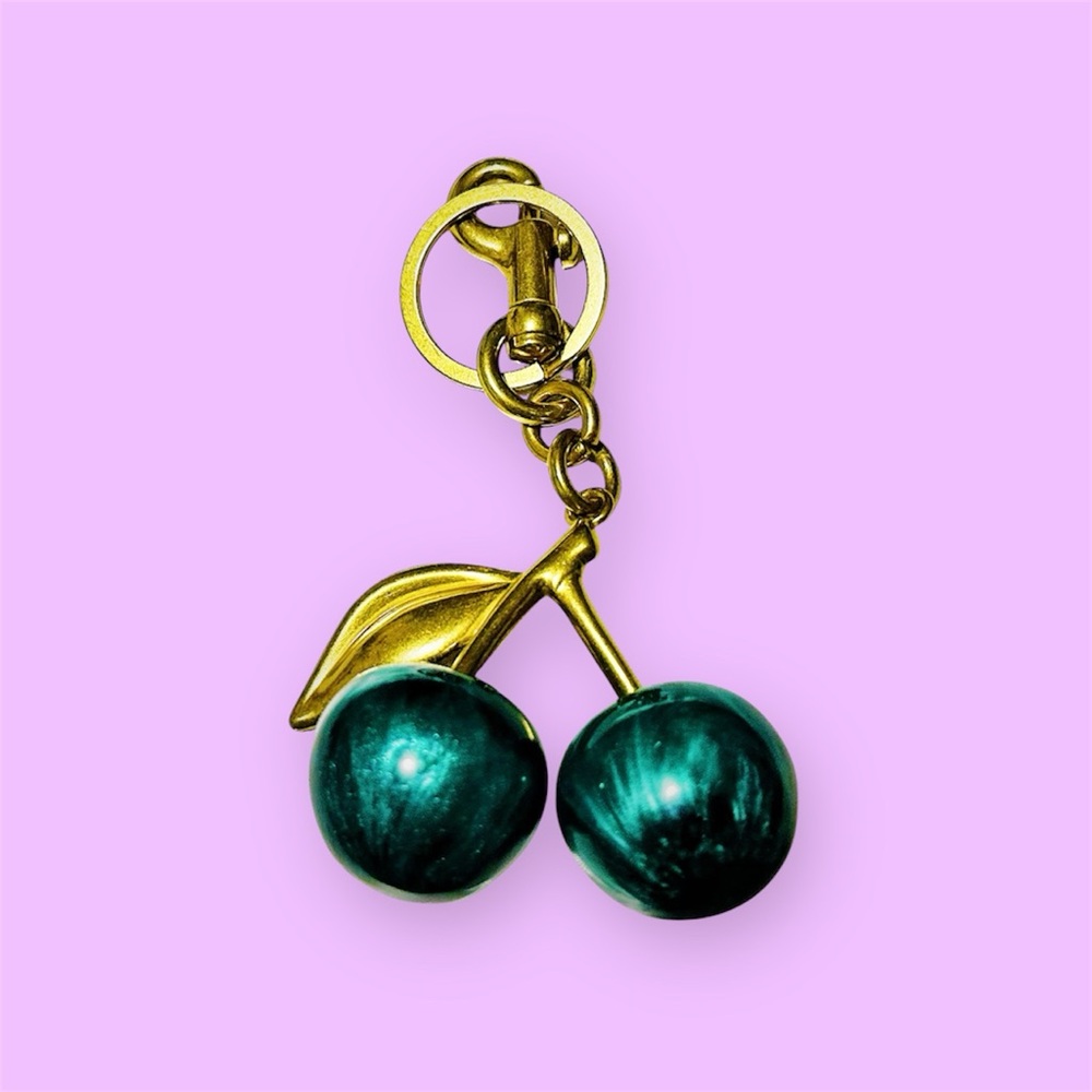 Gold and Green Cherry Keychain